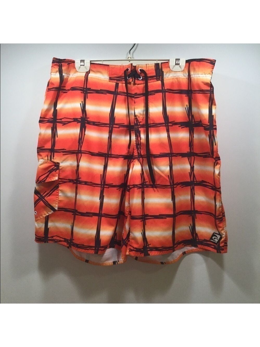 Laguna Men's XL swim shorts orange/white/black plaid